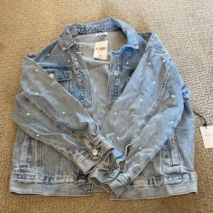 Forever 21 Denim Jacket With Pearl and Bead Designing